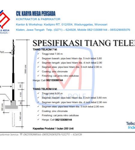 Spesifikasi Tiang Telkom